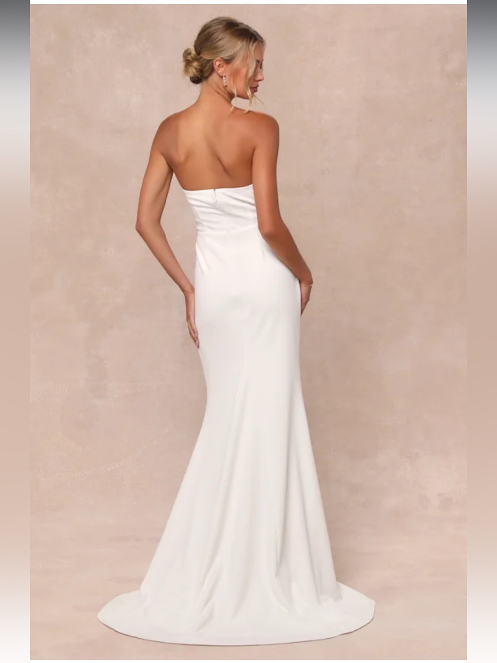 NWT- To Be Yours Ivory Strapless Pleated Mermaid Bridal Dress - Picture 3 of 16